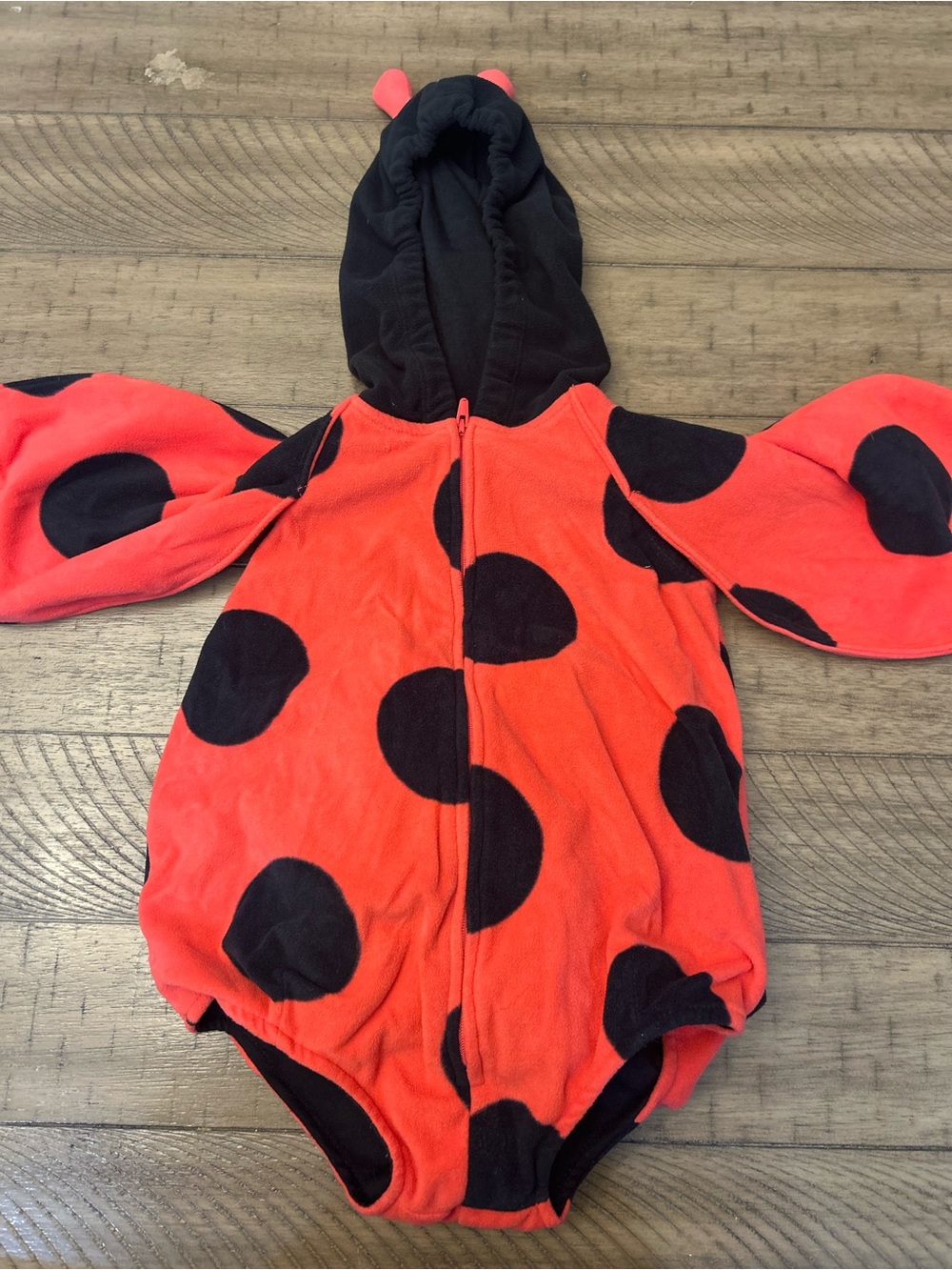 18M Toddler Ladybug One-Piece Hooded Costume - Red and Black